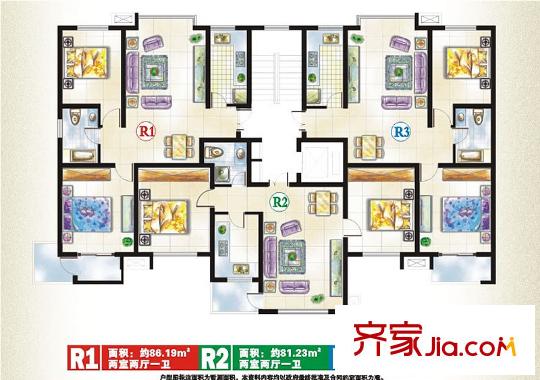 君蘭苑戶型圖戶型圖 2室2廳1衛(wèi)1廚