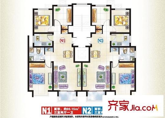 君蘭苑戶型圖戶型圖 3室2廳1衛(wèi)1廚