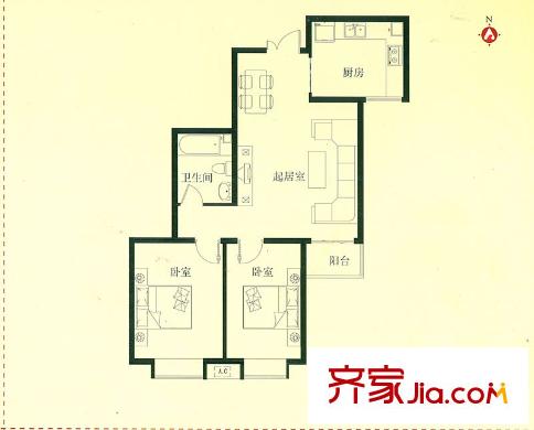 盛德花園?紫薇天怡戶型圖戶型圖 2室2廳1衛(wèi)1廚