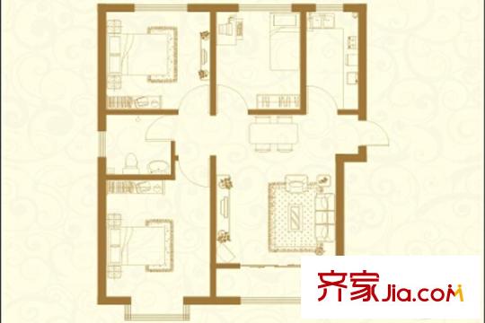宏程華苑2號樓86平三居 3室2廳1衛(wèi)1廚