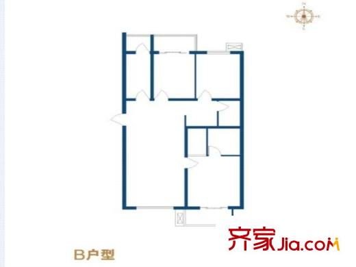 黃金臺住宅小區(qū)B戶型 2室2廳1衛(wèi)1廚