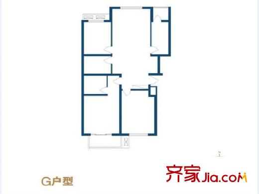 黃金臺住宅小區(qū)G戶型 3室2廳1衛(wèi)1廚