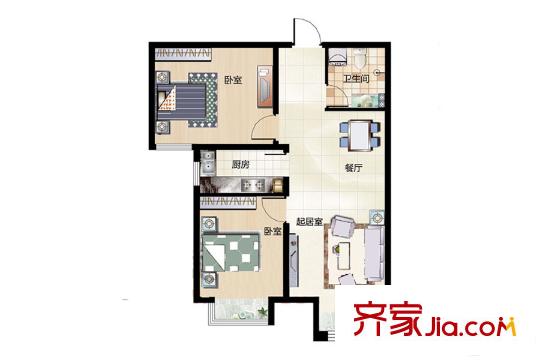 香城儷景二期1#樓 82.32平方米兩居 2室2廳1衛(wèi)1廚