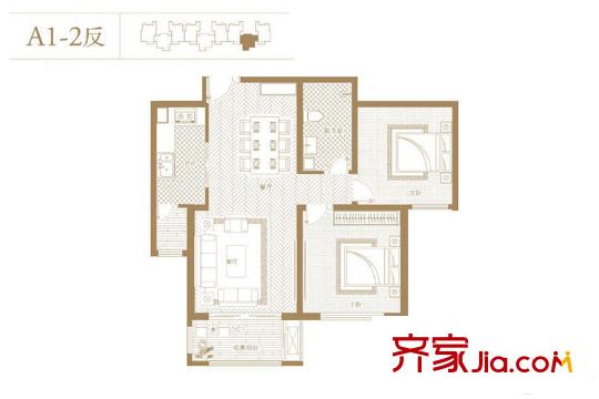 未名18989#樓90.11平方米2號兩居反戶型 2室2廳1衛(wèi)1廚