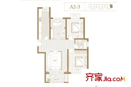 未名18986#樓96.08平方米3號三居戶型 3室2廳1衛(wèi)1廚