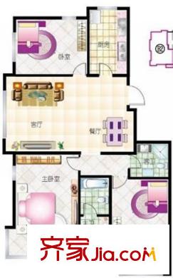 宸陽島小區(qū)戶型圖3、4、5#樓B2戶型 3室2廳1衛(wèi)1廚