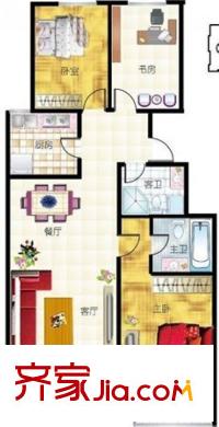 宸陽島小區(qū)戶型圖3、4、5#樓B1戶型 3室2廳2衛(wèi)1廚