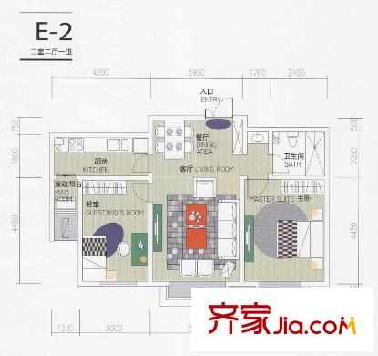 廊和坊?金融街3#4#87平兩居 2室2廳1衛(wèi)1廚