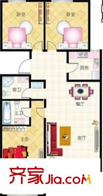 宸陽島小區(qū)戶型圖3、4、5#樓B3戶型 3室2廳2衛(wèi)1廚