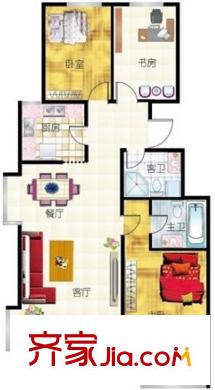 宸陽島小區(qū)戶型圖2#樓-B1b戶型 3室2廳2衛(wèi)1廚