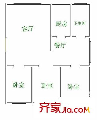天和小區(qū)戶型圖戶型圖 3室2廳1衛(wèi)1廚