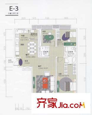 廊和坊?金融街2#樓134平三居 3室2廳2衛(wèi)2廚