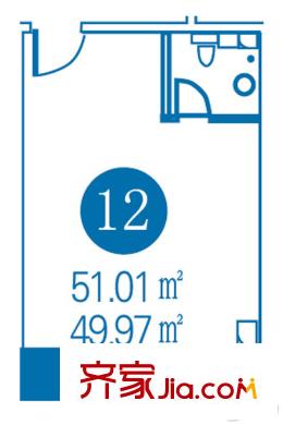 廊坊發(fā)展大廈12戶51.01平方米 1室1廳1衛(wèi)