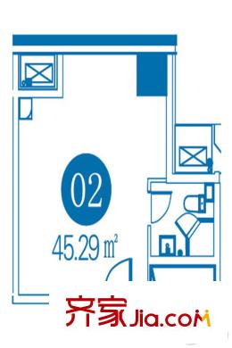廊坊發(fā)展大廈02戶45.29平方米 1室1廳1衛(wèi)