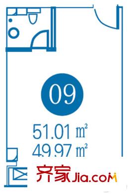 廊坊發(fā)展大廈09戶51.01平方米 1室1廳1衛(wèi)