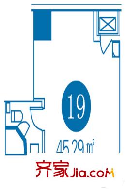 廊坊發(fā)展大廈19戶45.29平方米 1室1廳1衛(wèi)