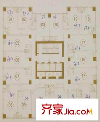 廊坊發(fā)展大廈戶型平面圖-公寓 1室1廳1衛(wèi)1廚
