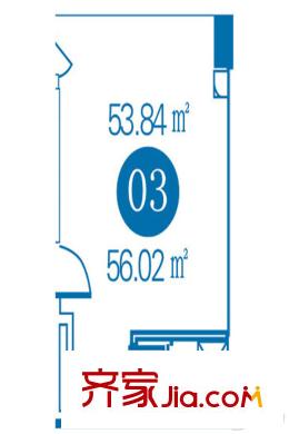 廊坊發(fā)展大廈03戶56.02平方米 1室1廳1衛(wèi)