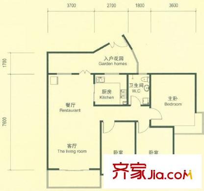 金地?天一城戶型圖戶型圖  3室2廳1衛(wèi)1廚