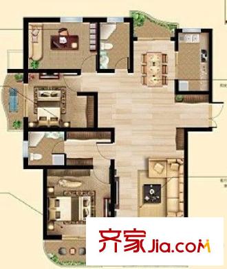 萬(wàn)向城C3戶型 3室2廳2衛(wèi)1廚