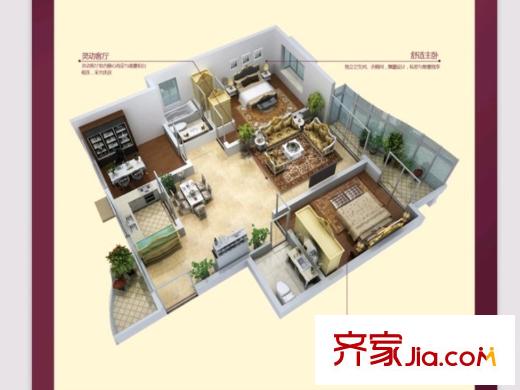 萬(wàn)向城C3戶型  3室2廳2衛(wèi)1廚
