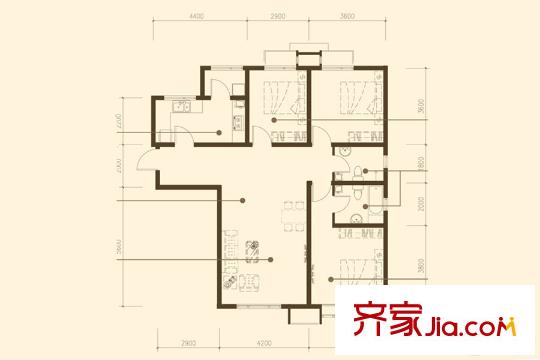 生態(tài)城公園360°21-33#樓126平三居 3室2廳2衛(wèi)1廚