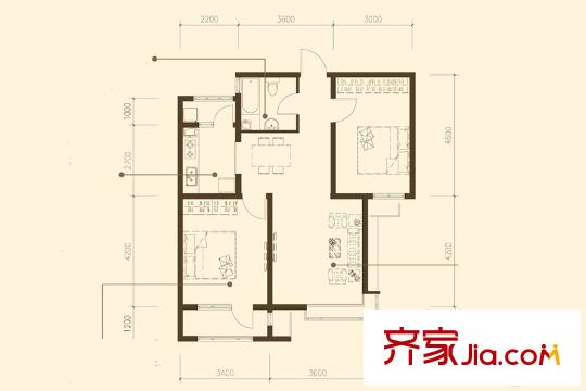 生態(tài)城公園360°21-33#樓91平兩居 2室2廳1衛(wèi)1廚