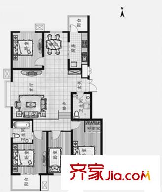 盛通國際小區(qū)戶型圖戶型圖D5 4室2廳2衛(wèi)1廚