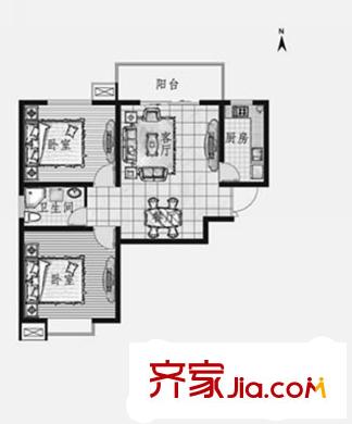 盛通國際小區(qū)戶型圖戶型圖D2 2室2廳1衛(wèi)1廚