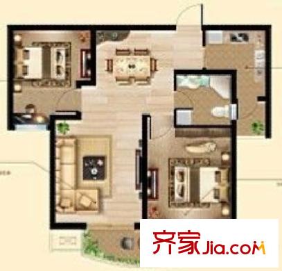 萬(wàn)向城A2戶型 2室2廳1衛(wèi)1廚