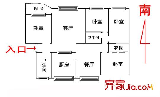 金元小區(qū)戶型圖戶型圖 4室2廳2衛(wèi)1廚