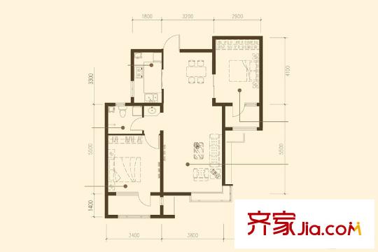 生態(tài)城公園360°32#樓94平兩居 2室2廳1衛(wèi)1廚