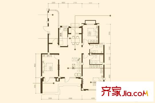 生態(tài)城公園360°21-33#樓141平三居 3室2廳2衛(wèi)1廚
