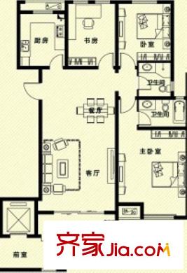 名人國際戶型圖戶型圖 3室2廳2衛(wèi)1廚