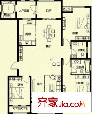 名人國際戶型圖戶型圖 3室2廳2衛(wèi)1廚