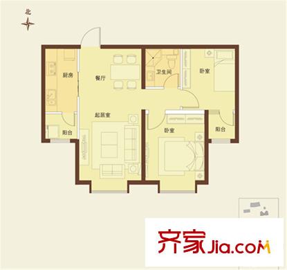 太陽城4#B戶型 2室2廳1衛(wèi)