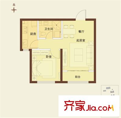 太陽城11#B戶型 1室2廳1衛(wèi)