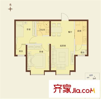 太陽城11#B戶型 2室2廳1衛(wèi)