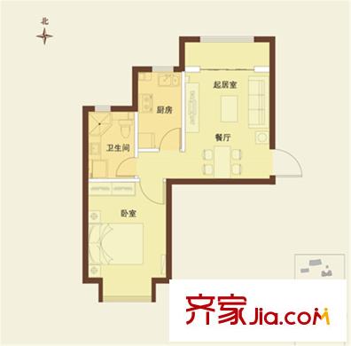 太陽城11#A戶型 1室2廳1衛(wèi)