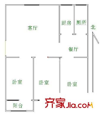 大官莊宿舍樓戶型圖戶型圖 3室2廳1衛(wèi)1廚