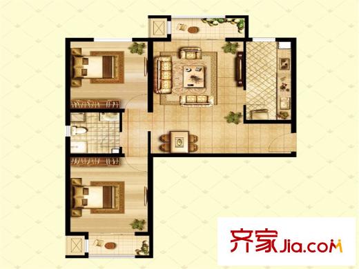 溪語藍(lán)灣11#、12#、16#樓A戶型 97平方米兩居 2室2廳1衛(wèi)1廚