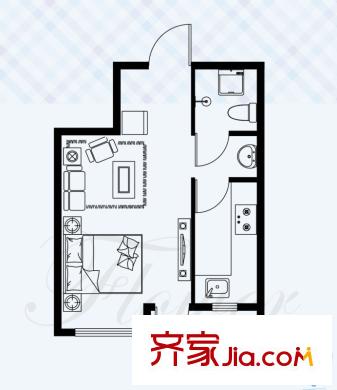 花語馨苑二期4#36平戶型 1室1廳1衛(wèi)1廚