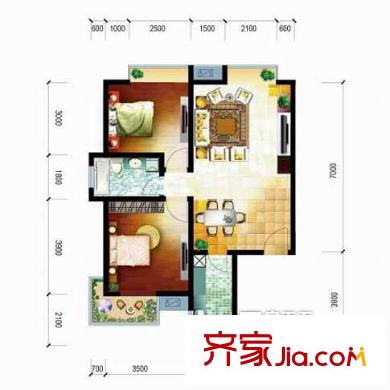 馨鉆界小區(qū)戶型圖戶型圖 2室2廳1衛(wèi)