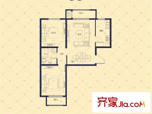 溪語藍(lán)灣1#、3#、5#樓A/D戶型 90.51平方米兩居 2室2廳1衛(wèi)1廚