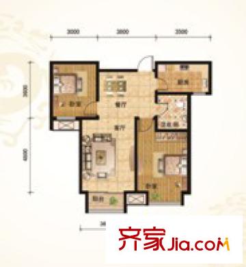 龍河福源1#2#3#4# 89-90平方米 2居 2室2廳1衛(wèi)1廚