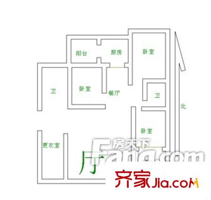 民政局宿舍樓戶型圖戶型圖 3室2廳1衛(wèi)2廚