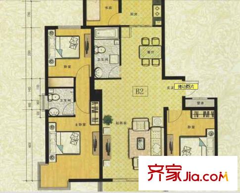 紫金華府戶型圖戶型圖 4室2廳1衛(wèi)1廚