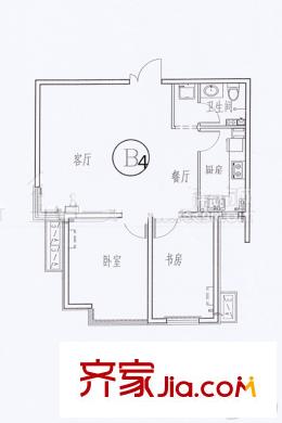 匯源名居11#B4戶型2居81.55平 2室2廳1衛(wèi)1廚