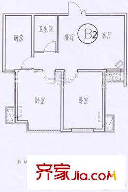 匯源名居6#F戶型2居80.33平米 2室1廳1衛(wèi)1廚