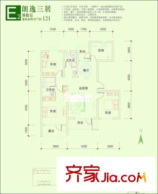上城雅園戶型圖戶型圖 3室2廳2衛(wèi)1廚